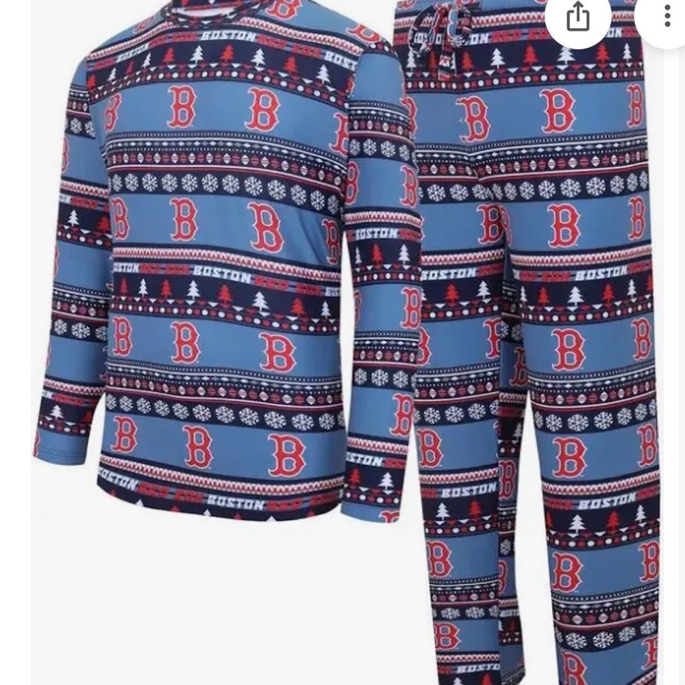 Women's Boston-Themed Pajama Set - Blue and Red
